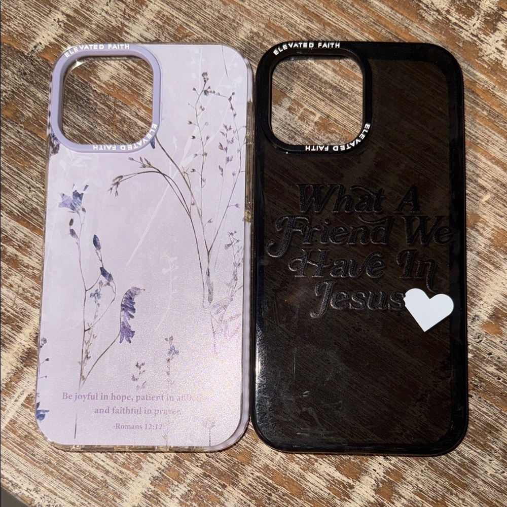Floral and Inspirational Phone Case Set - Purple and Black